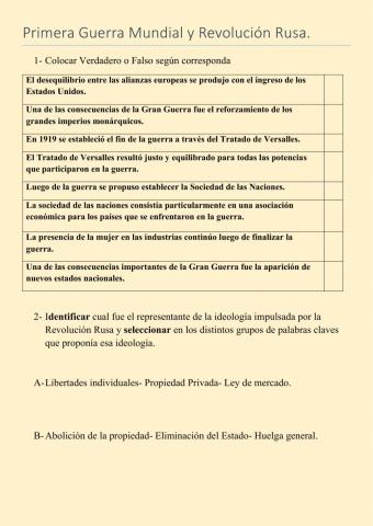 Primera guerra mundial y Revolución Rusa