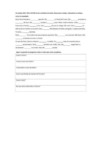 APRESENTAÇÃO COM OS VERBOS: SER TER ESTAR