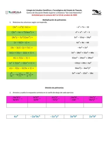 Multiplicación y división de polinomios