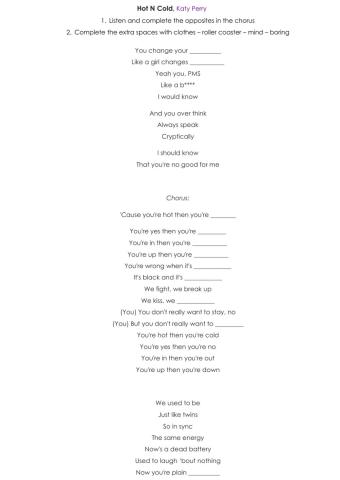 Hot N Cold Katy Perry Song