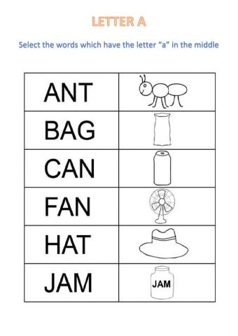 Letter A - in the middle