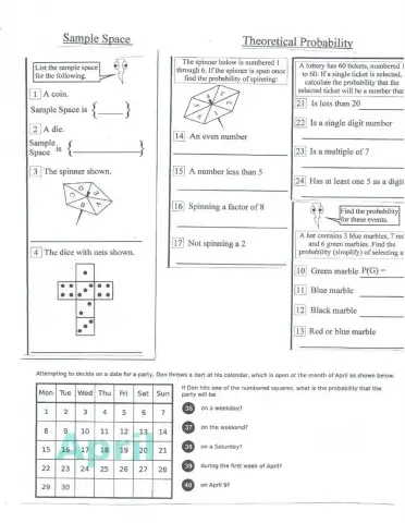 Sample Space and theoretical probability