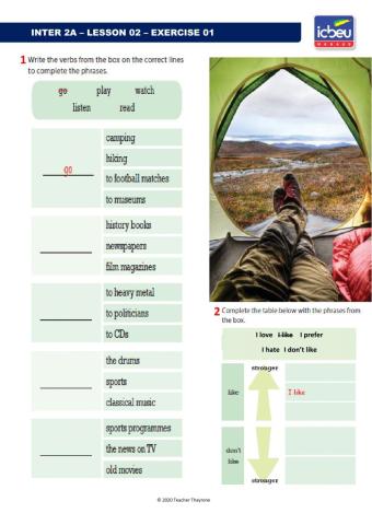 Likes and dislikes (like-love-hate + infinitive or ing)