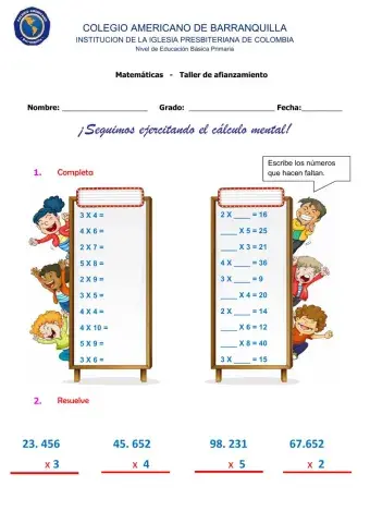 Multiplicación hasta 5