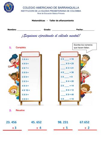 Multiplicación hasta 5