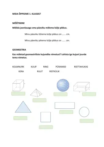 1. kl matemaatika kordamine