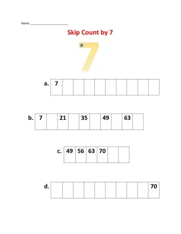 Skip counting by 7