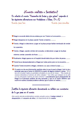 Cuento realista y fantástico