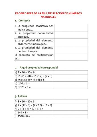 Propiedades de la multiplicación