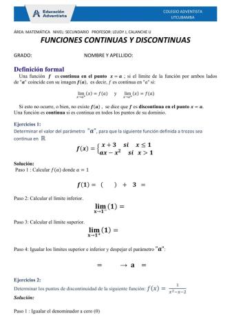 FUNCIÓN CONTINUA Y DISCONTINUA