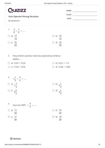 Operasi Hitung Pecahan