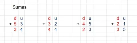 Sumas de dos cifras