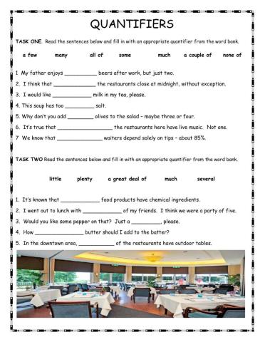 Quantifiers with Food and Restaurants