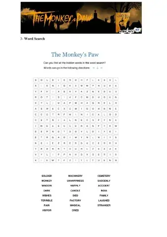 The Monkey's Paw Crossword