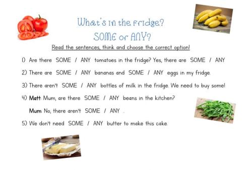 What's in the fridge? SOME or ANY