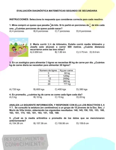 Evaluación diagnóstica 2do secundaria