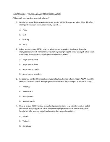 Pengaruh perubahan dan interaksi keruangan