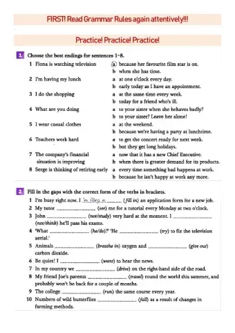 Grammar Practice for Present Simple, Present Continuous, Past Simple