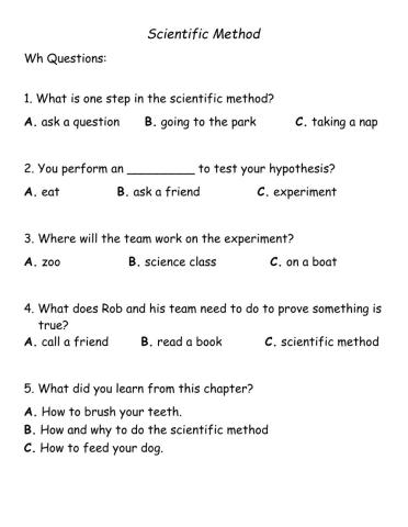 Scientific method Wh questions