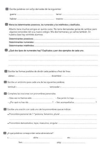 Ficha 3 repaso lenguaje 5º