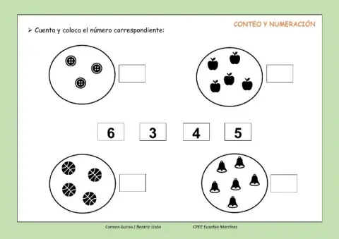 Cuenta y coloca el número correspondiente