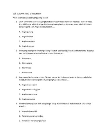 Kondisi iklim indonesia