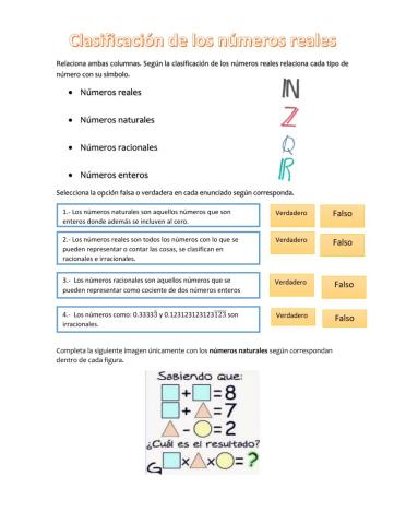 Clasificación de números