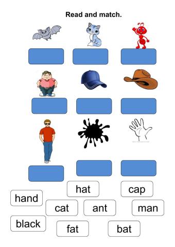Reading short Aa words-pictures
