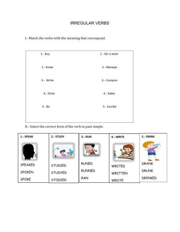 Verbos regulares e irregulares