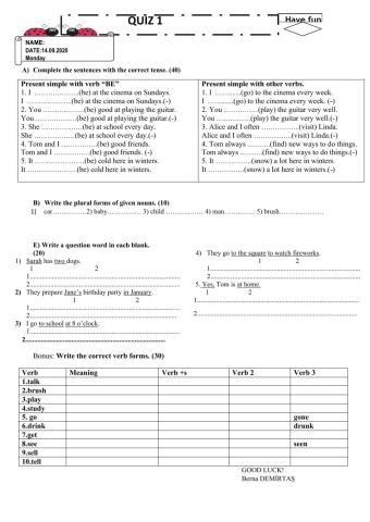 Quiz -1-2021-7th Grade