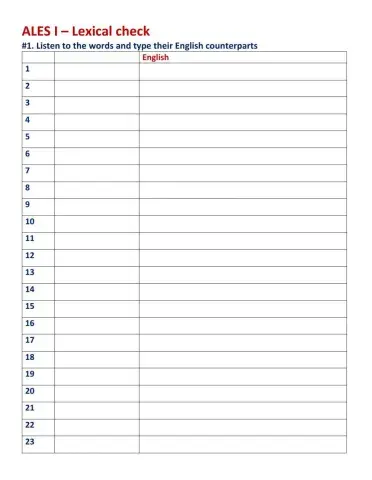 ALES I lexical check