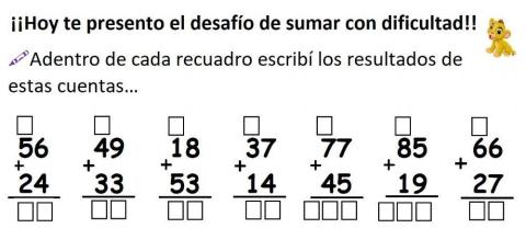 Sumas con dificultad