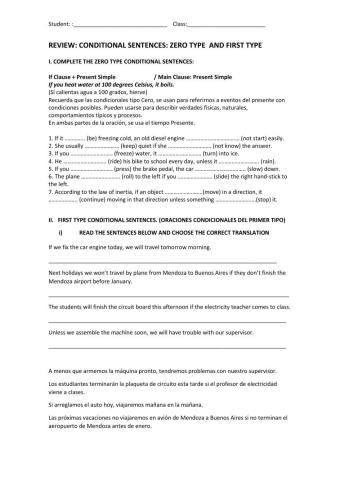Zero and first type conditionals