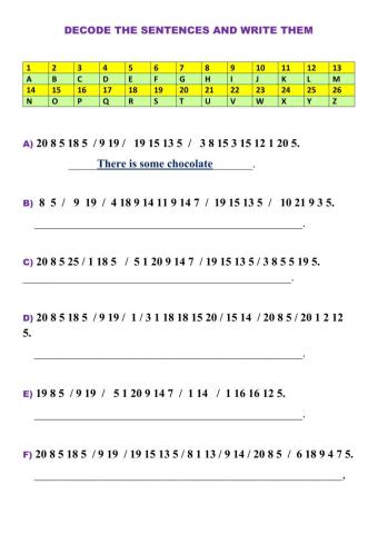 Decode the sentences and write them