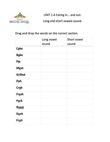 Long-short vowels sounds