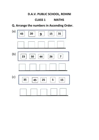 Maths ascending order