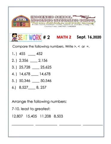 Comparing  and Ordering Numbers