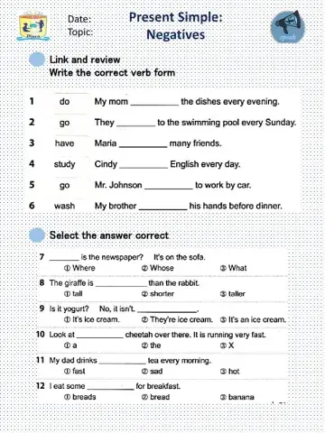 Present Simple Negatives