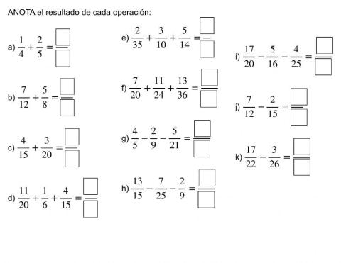Suma y resta de fracciones