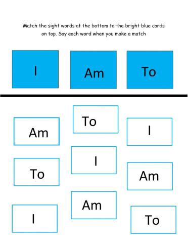 Sight words i am to