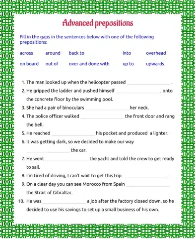 Advanced prepositions 1