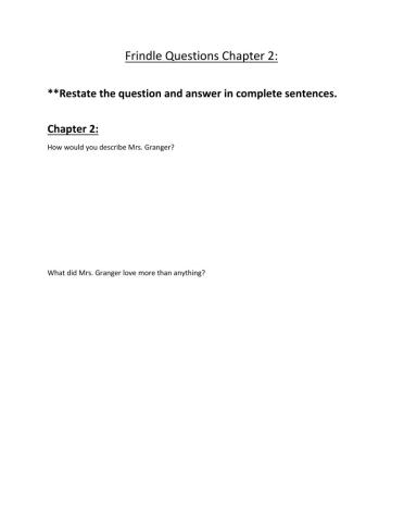 Frindle Questions Chapter 2