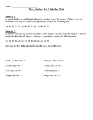 Building Box and Whisker Plots