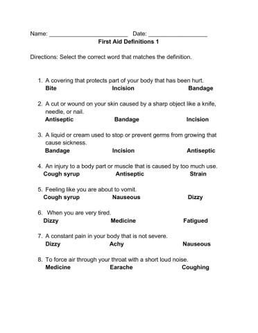 First Aid Definitions 1