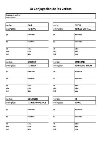 6 varsity span verb conjugations