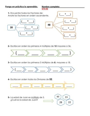 Factores, divisores y múltiplos
