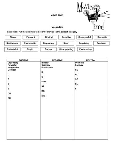 Adjectives to describe movies
