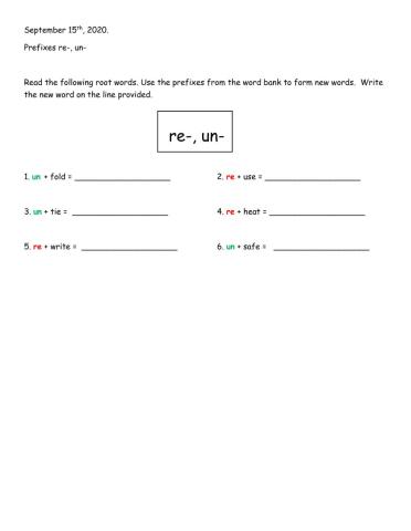 Prefixes re-, and un- Felipe