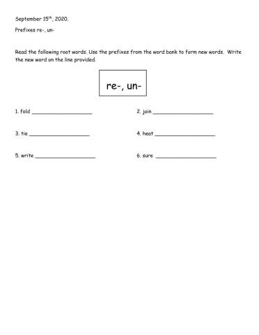 Prefixes re-, and un-regular