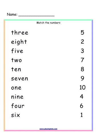 Match numbers and words